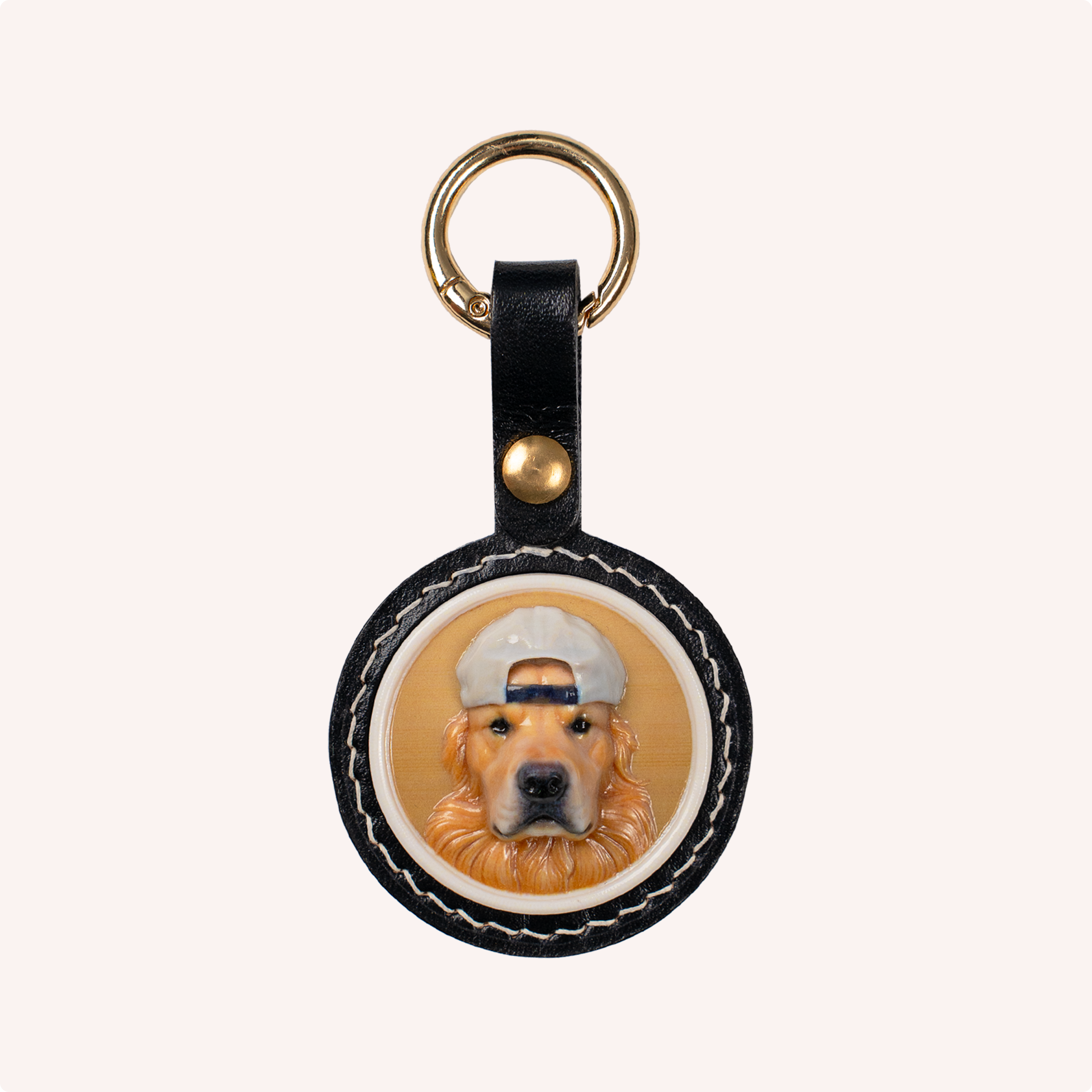 Custom Sculpted Relief Pet Portrait Leather Keychain