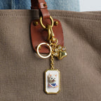 Custom Pet Portrait Bag Charm and Key Holder — 18K Gold & Silver