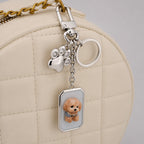 Custom Pet Portrait Bag Charm and Key Holder — 18K Gold & Silver