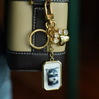 Custom Pet Portrait Bag Charm and Key Holder — 18K Gold & Silver