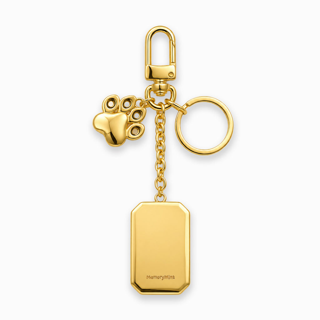 Custom Pet Portrait Bag Charm and Key Holder — 18K Gold & Silver