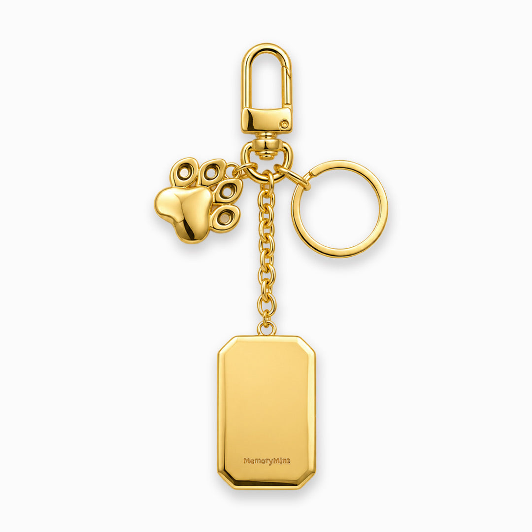 Custom Pet Portrait Bag Charm and Key Holder — 18K Gold & Silver