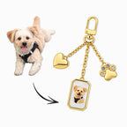 Custom Pet Portrait Bag Charm and Key Holder — 18K Gold & Silver