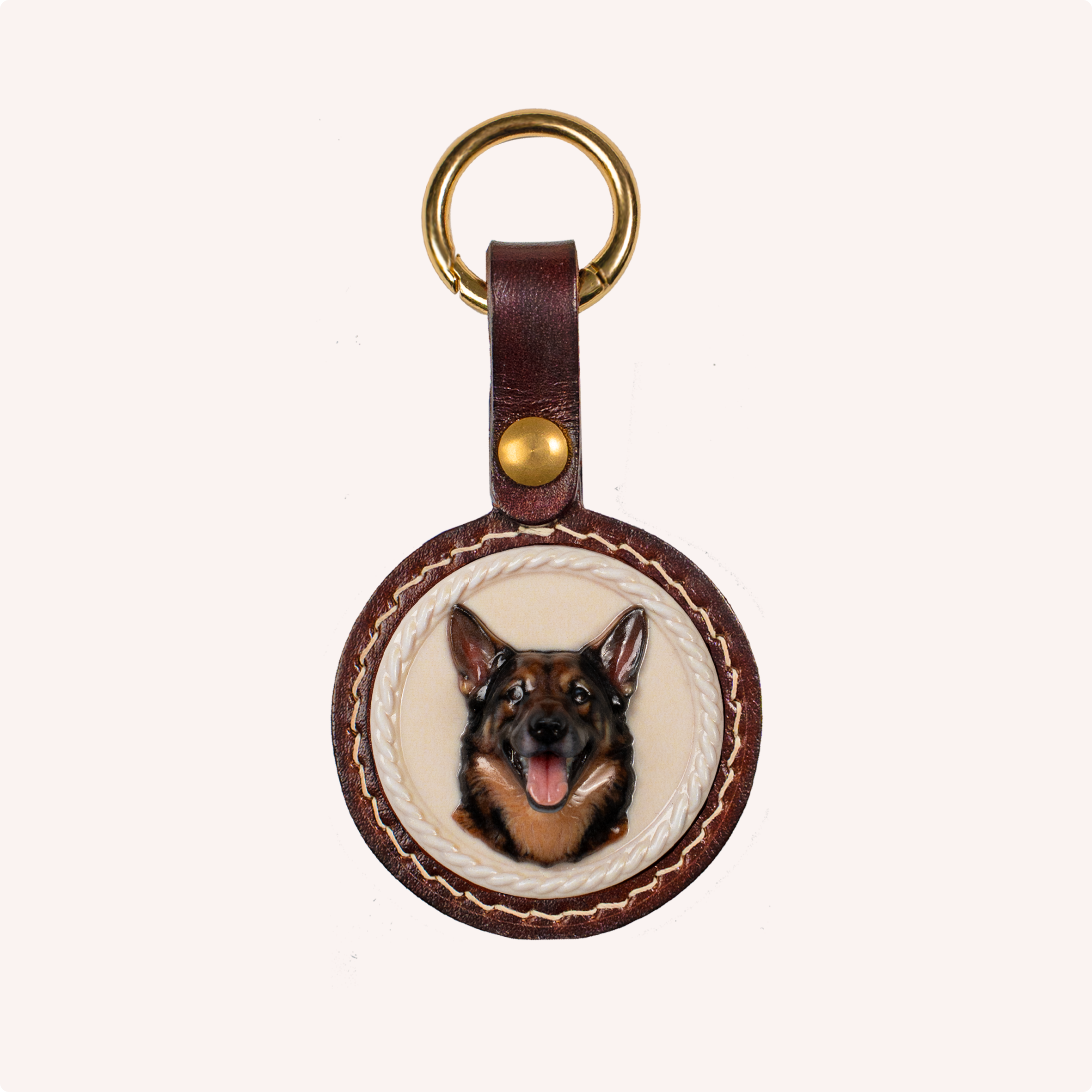 Custom Sculpted Relief Pet Portrait Leather Keychain