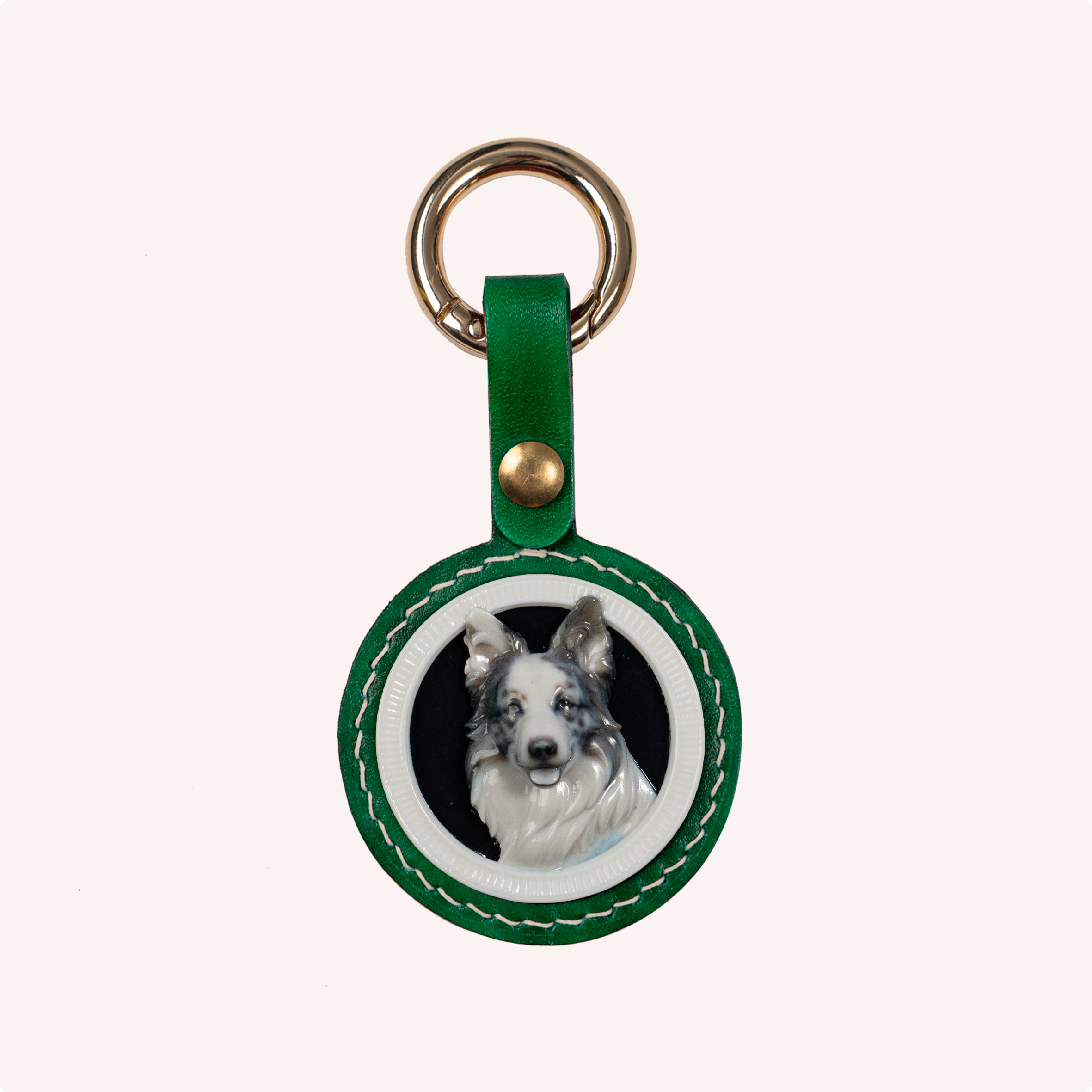Custom Sculpted Relief Pet Portrait Leather Keychain