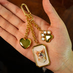 Custom Pet Portrait Bag Charm and Key Holder — 18K Gold & Silver